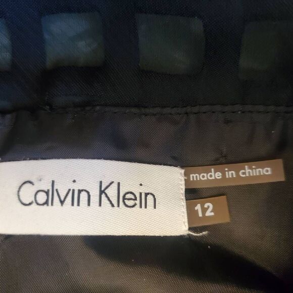 Calvin Klein Sleeveless Black Sheer Overlay Fit & Flare Dress Size 12 - Picture 4 of 8